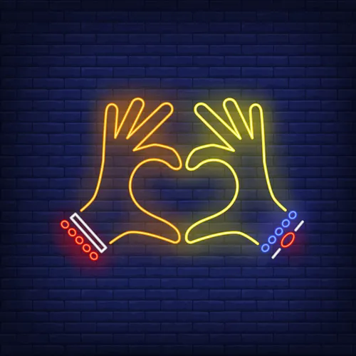 Woman Hands Heart Gesture Neon Sign - Neon Signs Now - CA